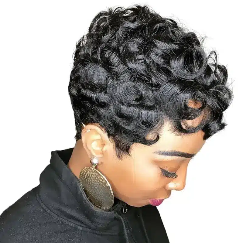Natural Human Hair Pixie Cut Wig For Women